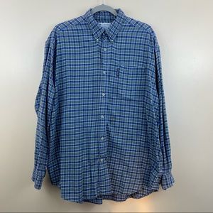Men’s Columbia flannel button down green & blue plaid size XL